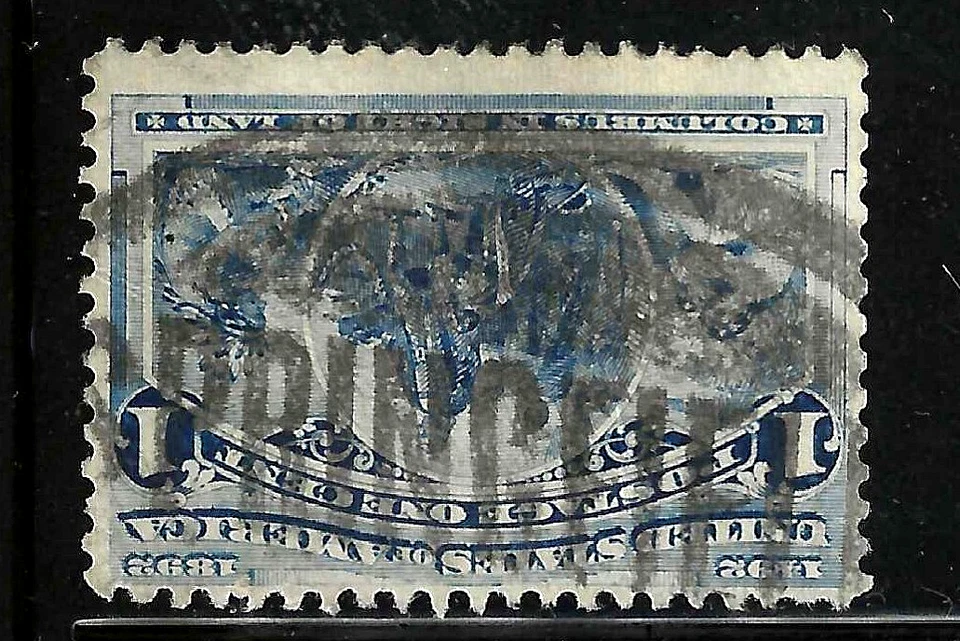 Sc #230 Reading & Springfield Town Fancy Cancel 1 Cent Columbian 1893 US 93B51 - Image 2 of 3