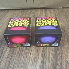 2 - NeeDoh Cool Cats One 1 PINK 1 Purple Schylling Nee Doh NEW Pet Me