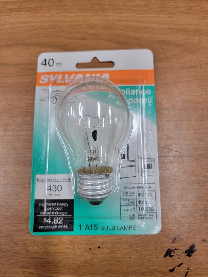 Sylvania APPLIANCE REPLACEMENT BULB SYLVANIA  40 A15 CL APPL BL  120V  40W. 4pk - Image 2 of 3