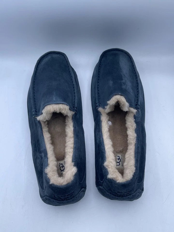 全新 UGG 蓝色 Ascot 麂皮绒懒人鞋 乐福鞋 莫卡辛拖鞋 男式 尺码 18 / EU 52 — 第 2/4 张图片