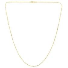 14k Yellow Gold Polished 1.3mm French Cable Chain Necklace, Lobster Clasp
