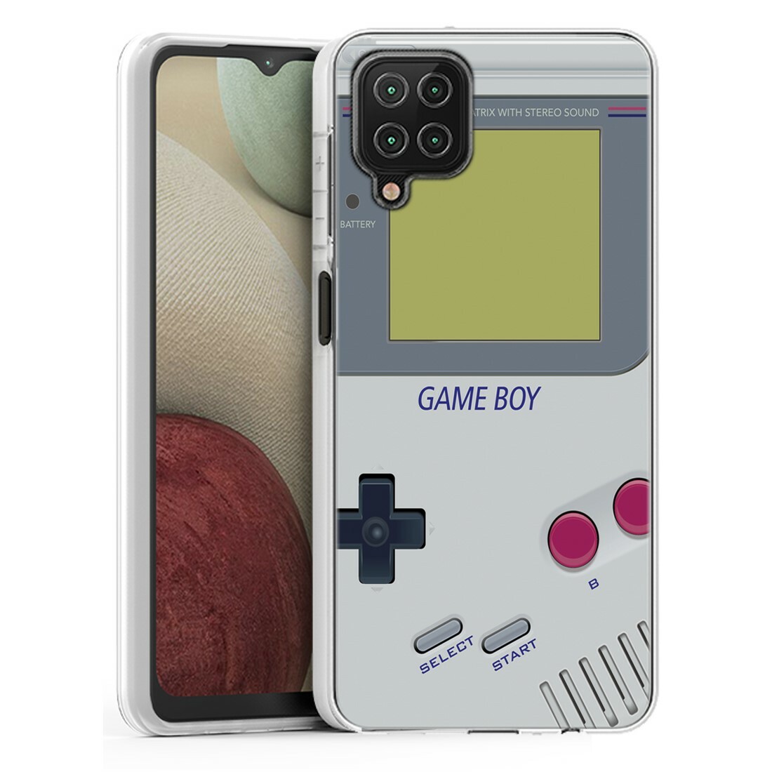 (Retro GameBoy)ShockProof TPU phone case cover(Clear)for Samsung Galaxy A12