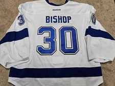 BEN BISHOP 16'17 White Tampa Bay Lightning Photomatched Game Worn Hockey Jersey