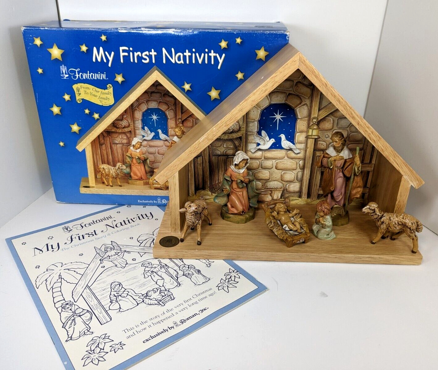 Fontanini My First Nativity 2002 54590 Complete 8 pc Creche Italy Roman Box Vtg 