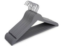 HolzbüGel KleiderbüGel Soft Touch Finish Komplett Grau Mit Steg, 44 Cm, SET