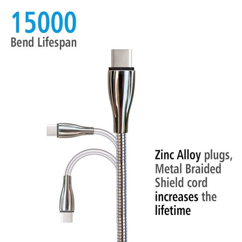 Cable USB tipo C, cable trenzado de metal, cargador rápido tipo C premium duradero... - Imagen 6 de 7