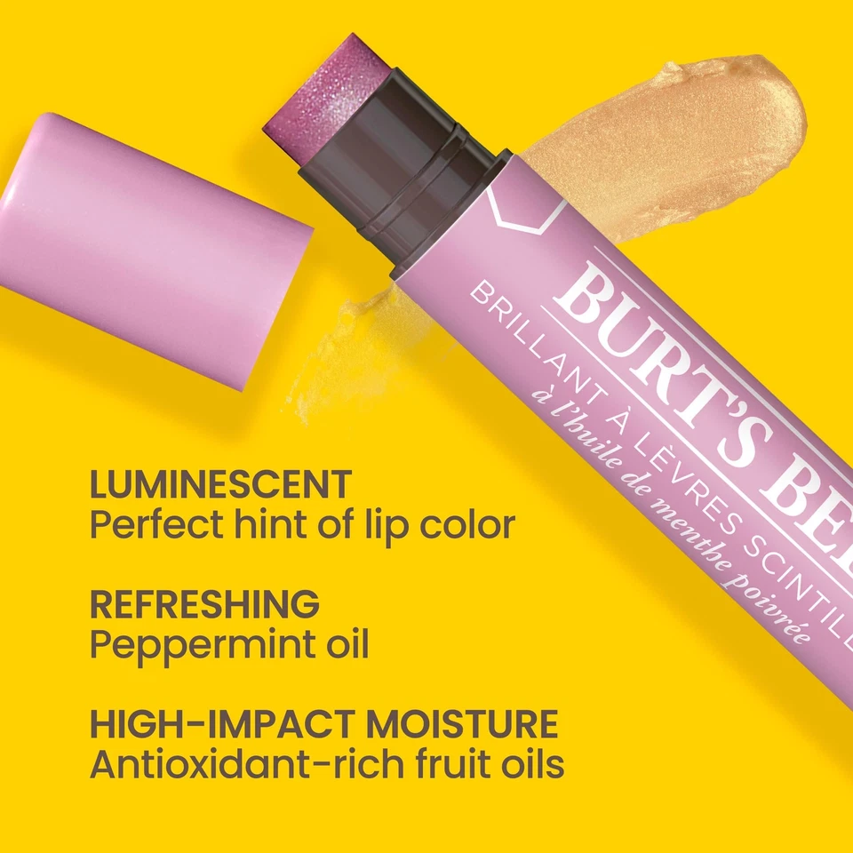 Paquete de 4 colores de labios hidratantes naturales Burt's Bees Guayaba Lip Shimmer Foto 2 de 4
