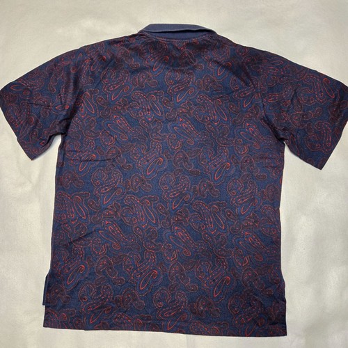 Vintage Polo Ralph Lauren Rare Paisley Pattern Cotton Polo Shirt L Navy Red - Picture 6 of 7