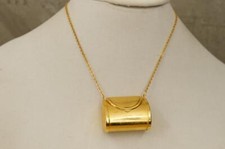 Vintage Gold Tone Metal Doll Purse Accessory 1.5" by 1.25" Chain Strap 7.5" Drop