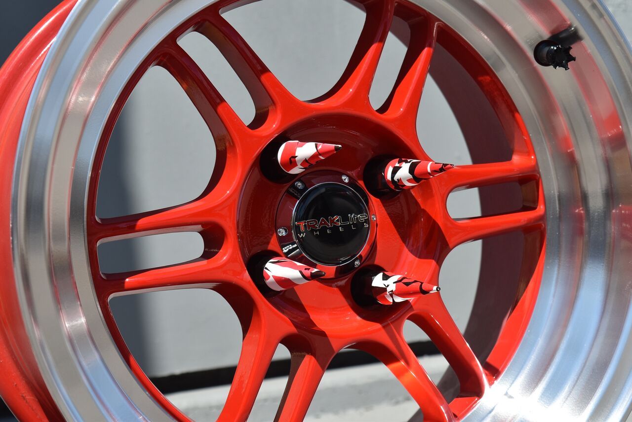 Aodhan 92MM Extended SPIKED Lug Nuts 12X1.25 Red 20 WITH 1 KEY