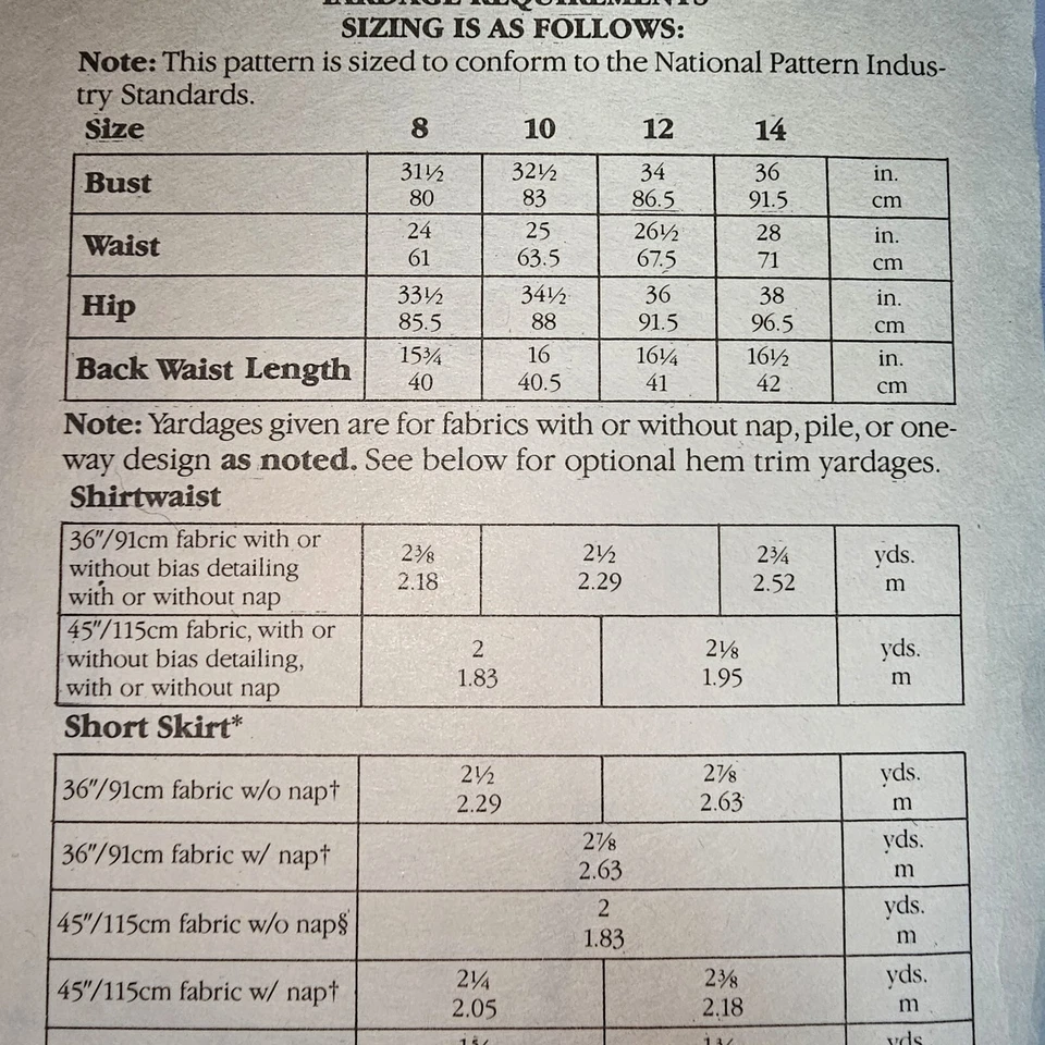Camisa Folkwear Escolar Cintura/Falda Costura Patrón 216 1982 Sin Usar-F2 Foto 3 de 4