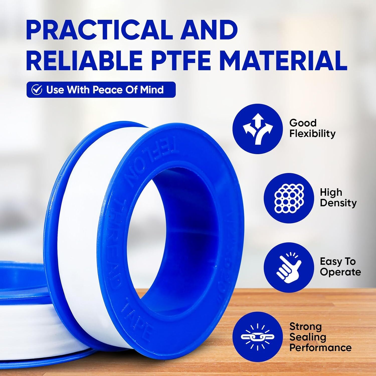 Teflon Tape, 8 Rolls PTFE Plumbers Tape for Shower Head 1/2 Inch(W) X
