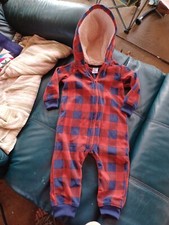 Carter's Baby Boy Zip-Up Cotton Pajama Hooded Fleece Jumpsuit Long Sleeve 12M