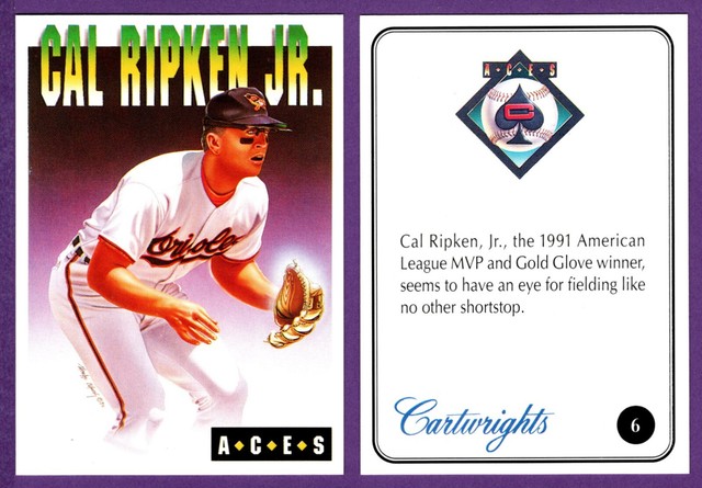 Cal Ripken Jr. Baltimore Orioles 1992 Cartwrights Magazine ACES Art Card #6
