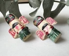 Vintage Screw Back Earrings Totem Pole Native Celluloid Costume Jewelry 💚
