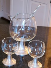 VINTAGE GORHAM Crystal "Newport" Sterling Silver cocktail mixer and cordials
