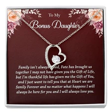 To My Bonus Daughter Necklace, Best Birthday Christmas Gift, Bonus Daughter Gift