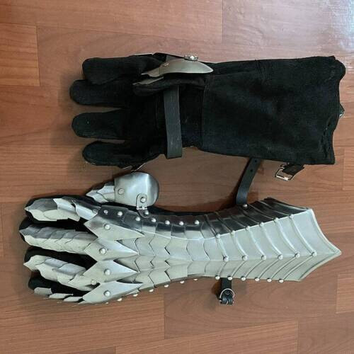 Medieval Nazgul Gloves Medieval Steel Armor Silver Finish Gloves Gauntlets - Picture 3 of 3