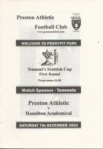 Preston Athletic v Hamilton Academical Scottish Cup 1st Rd 7th Dec 2002