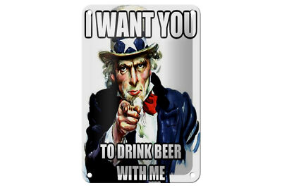 Blechschild Spruch 12x18 cm i want you to drink beer with me Deko Schild