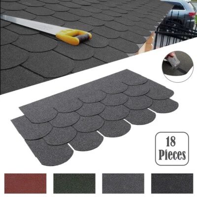LIFELOOK 18PCS 2.61sqm Asphalt Roofing Felt Shingles Shed Roofing Tile Asphalt Shingle