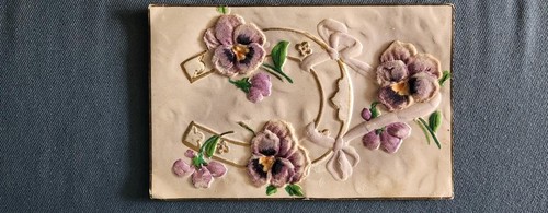 Vintage postcard Circa 1905 horseshoe and pansies