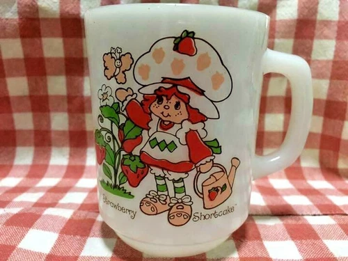 Fire King Strawberry Shortcake Rare Pattern Mug Cup Vintage Very Rare Excellent