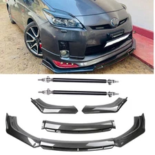 Front Bumper Lip Splitter Spoiler For Toyota Prius Carbon Fiber Strut Rod