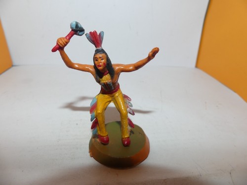 Lot De 7 Figurines Indiens Clairet – Échelle 1:32, Plastique Peint, Bel état