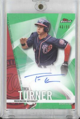 TREA TURNER 2017 TOPPS FINEST AUTO GREEN /99 FA-TT PHILLIES TEAM USA WBC