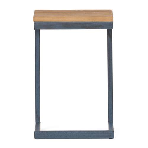 C-Shaped End Table, Fir Wood Top & Antique Iron Base, Industrial & Versatile - Picture 2 of 12