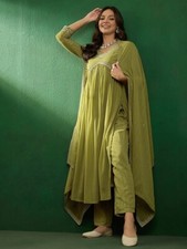 Women' s Georgette Embroidery Kurta with Pant  Dupatta