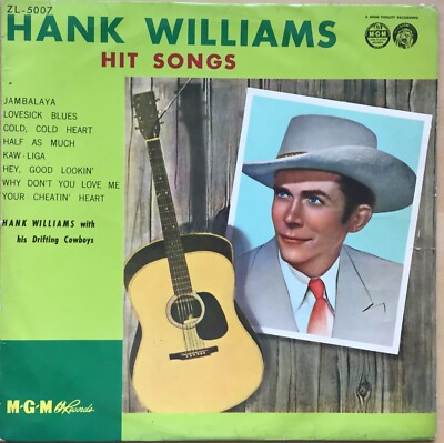 HANK WILLIAMS HIT SONGS JAPANESE ISSUE  MGM VINYL 10'' LP ZL 5007 WITH INSERT