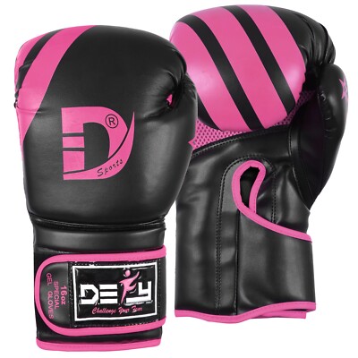 DEFY  Boxing Gloves Muay Thai Kick Boxing MMA Fight Sparring USA Designed PINK