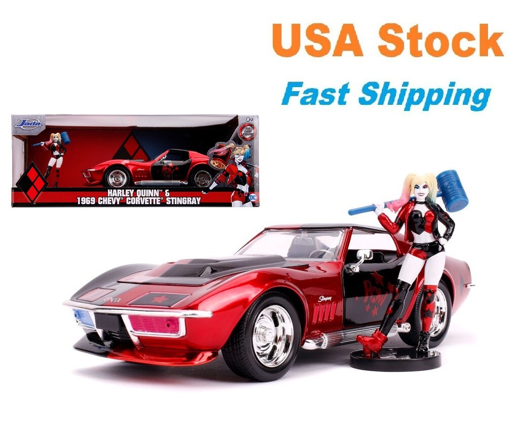 ミニカー 1:24 1969 CORVETTE STINGRAY w/HARLEY DC Comics 1:24 1969 Corvette Stingray with Harley Quinn Car