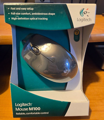 Logitech M100 (910001601) Wired Optical Mouse NEW, Sealed