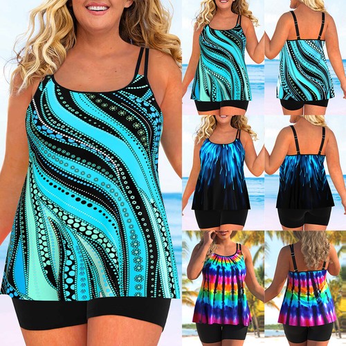 Plus Size Womens Tankini Boy Shorts Set Beach Swimdress Bathing Swimming Costume eBay