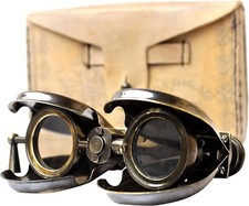 BRASS ANTIQUE VINTAGE SPYGLASS BINOCULAR 1857 WITH LEATHER CASE GIFT FOR HIM/MEN
