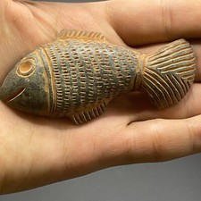 Ancient Bactrain Roman Fish Rare Stone Carved Figure 