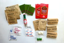 20 MRE Condiments Tabasco, salt, pepper, sugar, coffee, creamer Survival Camping