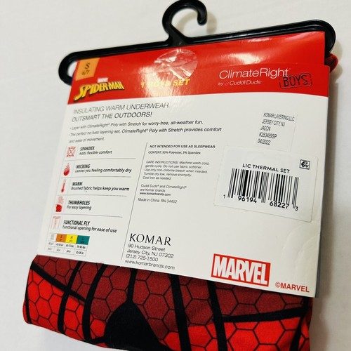 Boys Large 10 12 Warm Underwear/ PJs Spiderman Long Sleeve Crew & Pant W/ Fly - Picture 7 of 11