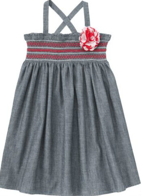 Robe Gymboree "Après-midi Parisienne" - Broderie Fleurs - Taille 5 - Bleu Chambray - Neuf Avec Étiquettes