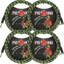 4-Pack Pig Hog PCH10CFR Camouflage Instrument Cable, Straight-Right Angle, 10ft