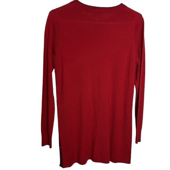 W by Worth 100% Wool Red Sweater Top Women's XS NWT Gold Snap Detail