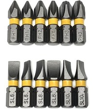 DEWALT MAXFIT 12 Pc Bit Set Phillips PH1 PH2 PH3 SL6 SL8 SL10 1in. IMPACT READY