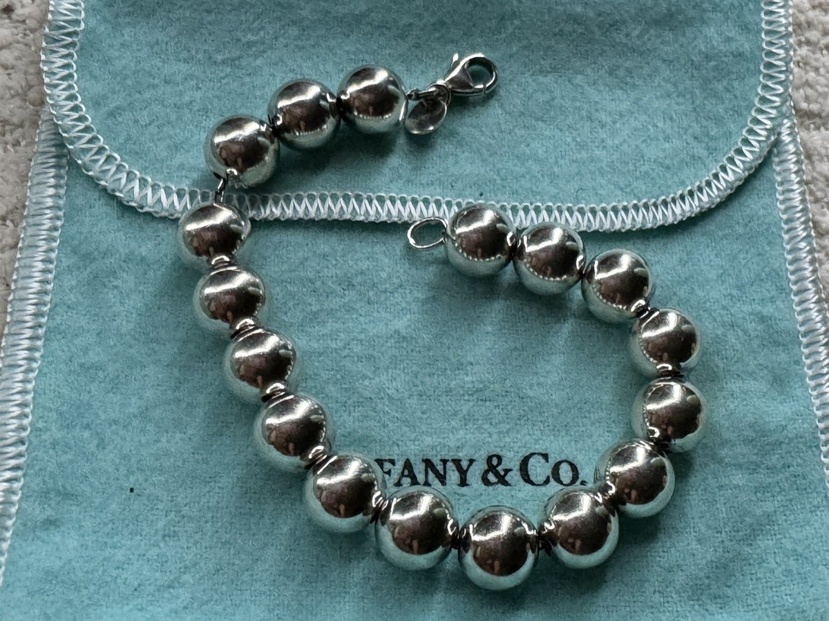 Tiffany & Co Sterling Silver 10mm Hardwear Bead Ball Bracelet Size