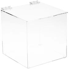 Plymor Clear Acrylic Display Case Box With Hinged Lid, 8" x 8" x 8"