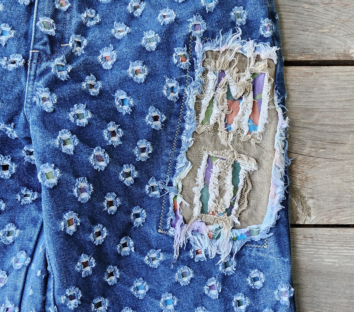 VTG 90s Major Damage Streetwear Patchwork High Waisted Denim Jeans