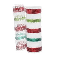 Decorative Mesh Ribbon, 10" x 10 Yard Mesh Ribbon Roll, Red Green Balls