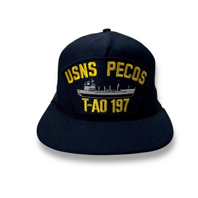 USNS Pecos T-AO 197 Trucker Hat Cap Snapback Navy Eagle Crest Made USA Vintage